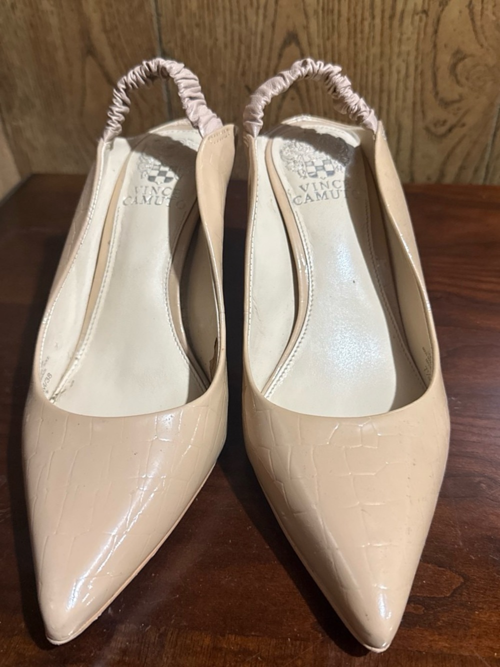Vince Camuto Blush Patent Pointed Toe Slingback Pumps